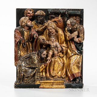 Carved Wood Adoration of the Three Kings