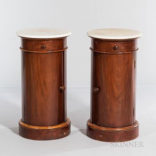Pair of Marble-top Mahogany Cabinets