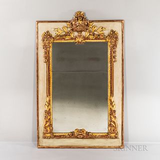 Classical Carved and Painted Giltwood Mirror