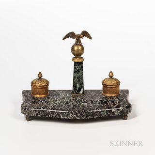 Neoclassical Marble and Bronze Double Inkstand