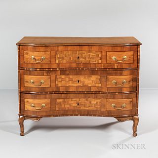 Continental Parquetry Inlaid Fruitwood Commode
