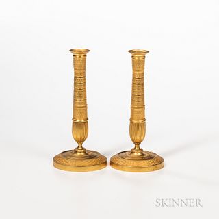 Pair of Gilt-brass Candlesticks