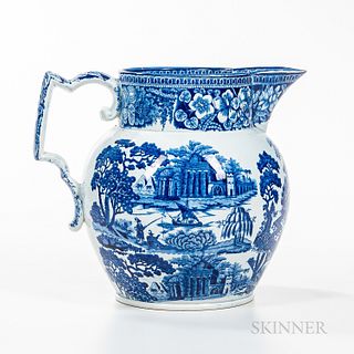 Blue Transfer Jug with Two Patterns