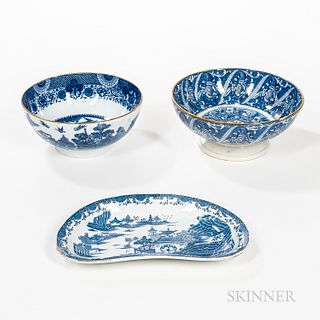 Three Blue Transfer Dishes