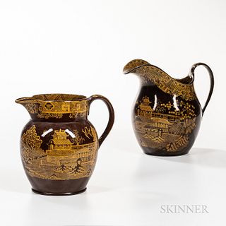 Brown Body Chinoiserie Jug and Ewer