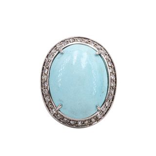 20ctw Turquoise, Diamonds & 18k Gold Ring