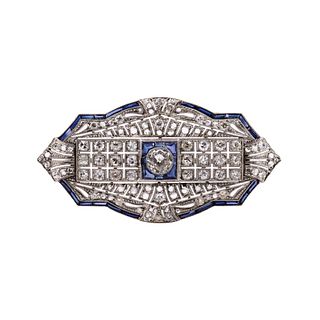 Art Deco platinum, Sapphires & Diamonds Brooch