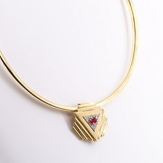EMIS BEROS Ruby, Diamonds 18k omega Necklace