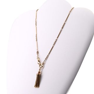 Antique 14k Gold Chatelaine Chain Tassel Necklace