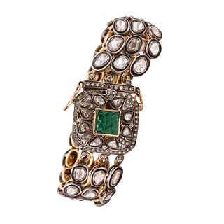 Diamond, 14K Gold & Emerald Wedding Bracelet 925 Silver
