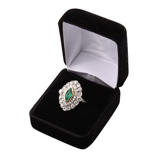 Diamonds, Emerald 18k Gold & Platinum Ring