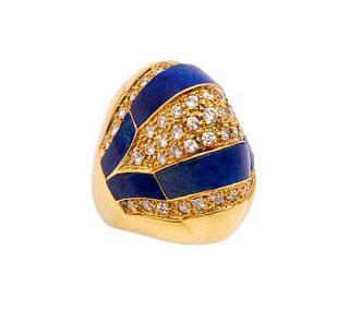 1.53ctw Diamonds & Lapis lazuli 18k Ring