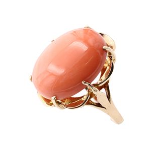 20cts Coral & 14k Gold Ring