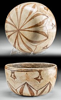 Chinesco Pottery Olla Lotus Flower Motif