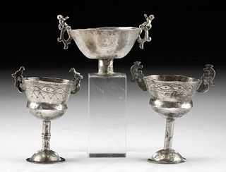 Three 19th C. Spanish Colonial Silver Drinking Cups