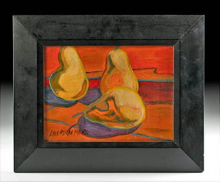 Signed 20th C. Lynn Rowan Myers Painting - Orange Pears
