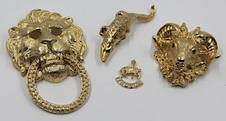 JEWELRY. 14kt Gold Figural Animal Pendant Grouping