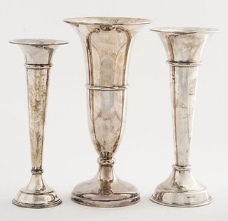 Assorted Silver-Plate Trumpet Vases, 3