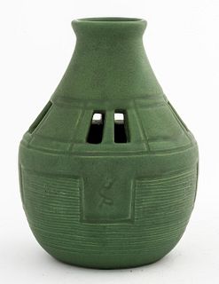 Arts & Crafts Owens Pottery Matte Green Vase