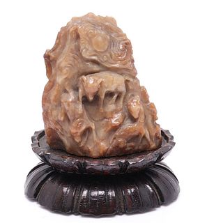 Chinese Wilderness Theme Carved Hardstone