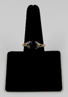 JEWELRY. 14kt Gold, Sapphire, and Diamond Ring.