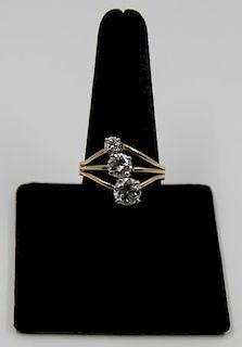 JEWELRY. 14kt Gold and 3 Stone Diamond Ring.