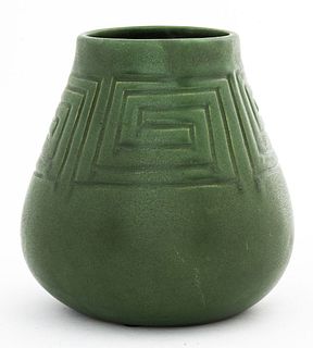 Arts & Crafts Owens Pottery Matte Green Vase