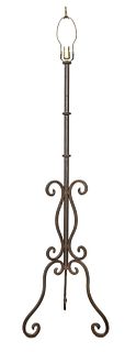 Spanish Baroque Manner Wrought Iron Torchiere Lamp