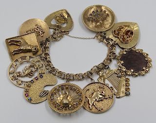JEWELRY. Heavy 14kt Gold Charm Bracelet.
