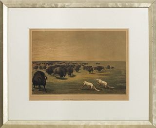 George Catlin 'Buffalo Hunt' Chromolithograph