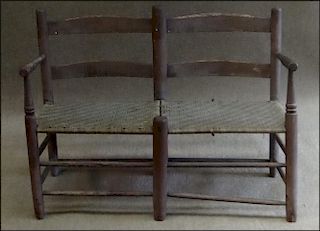 LATE 18THC. WAGON SEAT IN OLD PAINT 39" WIDE