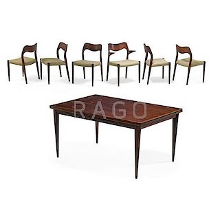 NIELS MOLLER; J.L. MOLLER Dining table and chairs