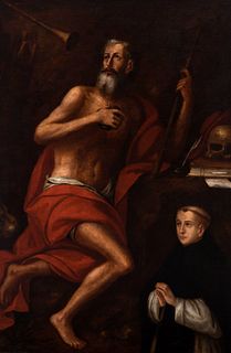 Spanish school of the mid-seventeenth century. 
"St. Jerome penitent with Dominican donor". 
Oil on canvas. Relined.