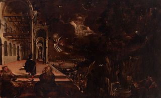 Dutch school; 17th century. "Apocalypse." Oil on canvas. Relined.