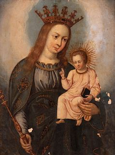 Spanish school of the first half of the sixteenth century. 
"The Virgin crowned with the child Jesus". 
Oil on panel.