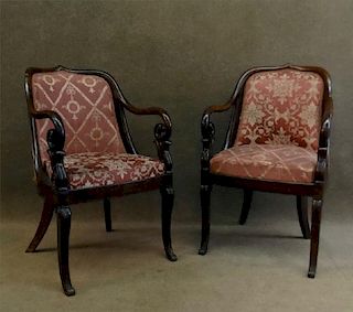 IMPT. PR OF DUNCAN PHYFE ARM CHAIRS NY C.1838