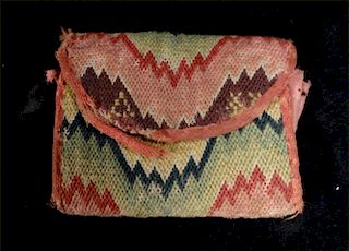 18THC. AMERICAN FLAME STITCH WALLET