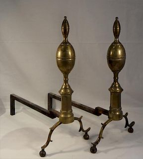 PR OF LATE 18THC. OR EARLY 19THC. ANDIRONS
