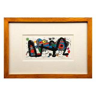 JOAN MIRÓ. Portugal. De la serie Miró Escultor No. 1974-1975. Firmada en plancha. Litografía sin número de tiraje.  20 x 40 cm