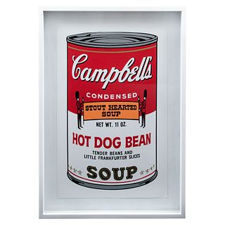 ANDY WARHOL. II. 59 : Campbell's II Hot Dog Bean Soup. Con sello en la parte posterior. Serigrafía sin número de tiraje.