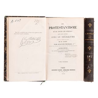 Auguste, Nicolas - Guizot, M. Du Protestantisme et de Toutes les Hérésies dans Leur Rapport avec le Socialisme... Paris: 1854. Piezas:2