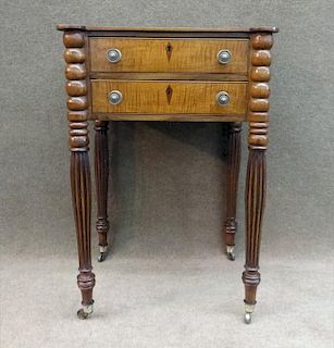 MA 2 DRAWER REEDED LEG WORK TABLE
