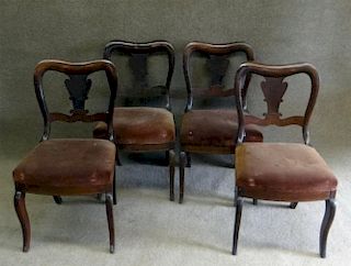 SET OF 4 SCHOOL OF DUNCAN PHYFE SABER LEG CHAIRS