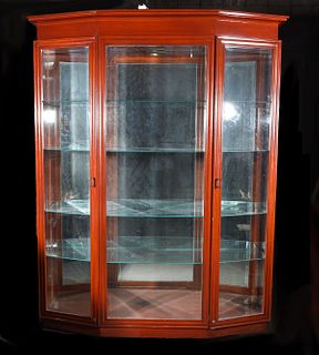 Large Illuminated Wood & Glass Display Cabinet
