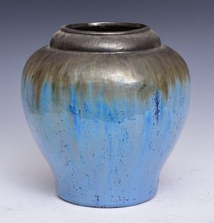 Fulper Blue Chinese Flambe Pottery Vase