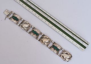 Georg Jensen Chrysoprase Silver Bracelet