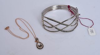 18k Diamond Necklace and 14k Gold Diamond Bracelet