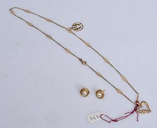 14k Gold Necklace and Earrings
