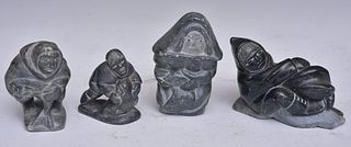 Four Inuit Carved Stone Sculptures