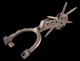 19th C. Mexican Iron Riding Spur w/ Spiked Rondel